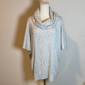 White House Black Market Cozy Cowl Neck Poncho Sweater Gray size Small